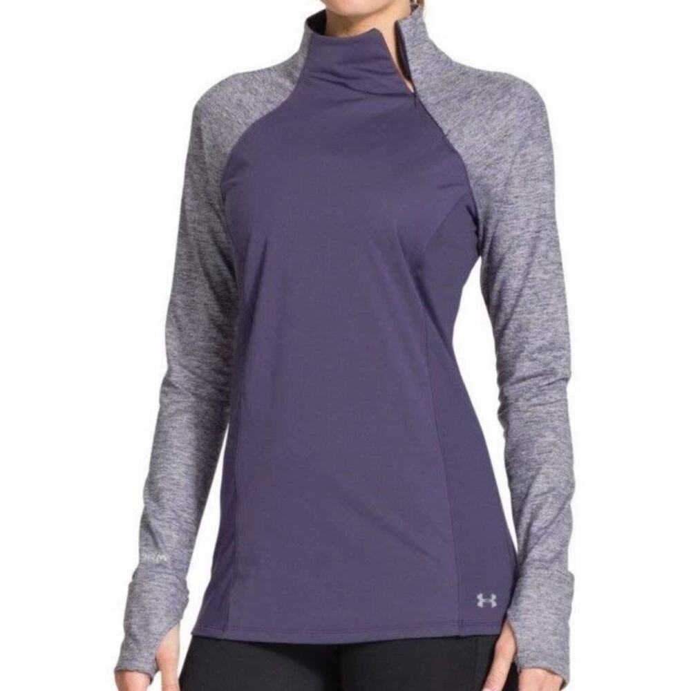 NWT Under Armour Women's Fitted Long Sleeve Top-Purple-M Running Pullover